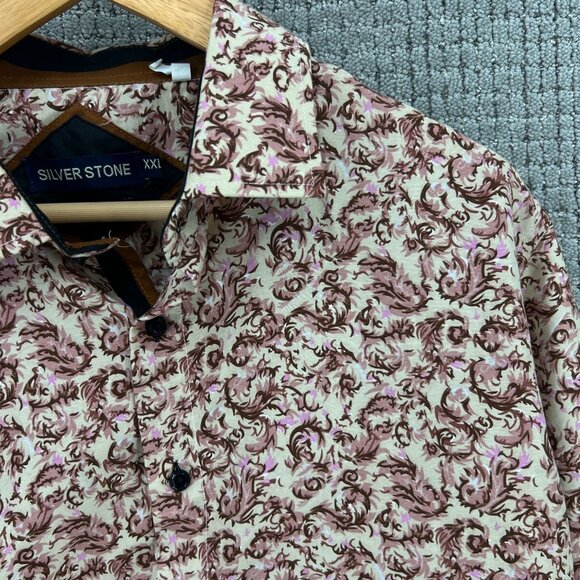 Silver Stone Shirt Mens 2XL Multicolor Floral Pattern Modern Fit Button Down Y2k - Picture 2 of 10